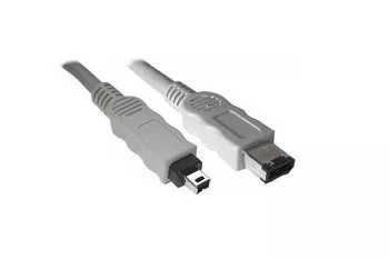 FireWire cable 6-pin to 4-pin plug, 1.00m connection cable IEEE 1394, grey